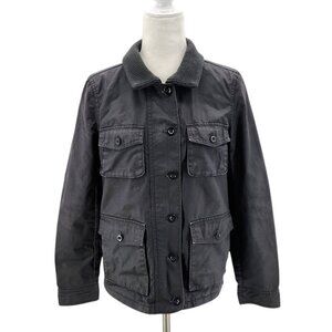 J. Crew Washed & Aged Waxed Black Utility Jacket Womens Small